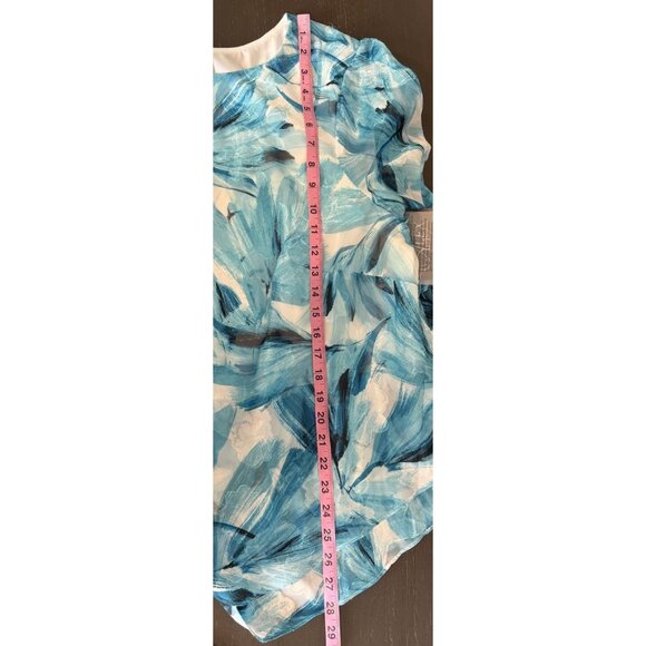 Alex Evenings Size 3X Blouse 3/4 Sleeve Layers Asymmetrical Aqua Floral NEW - Picture 9 of 10